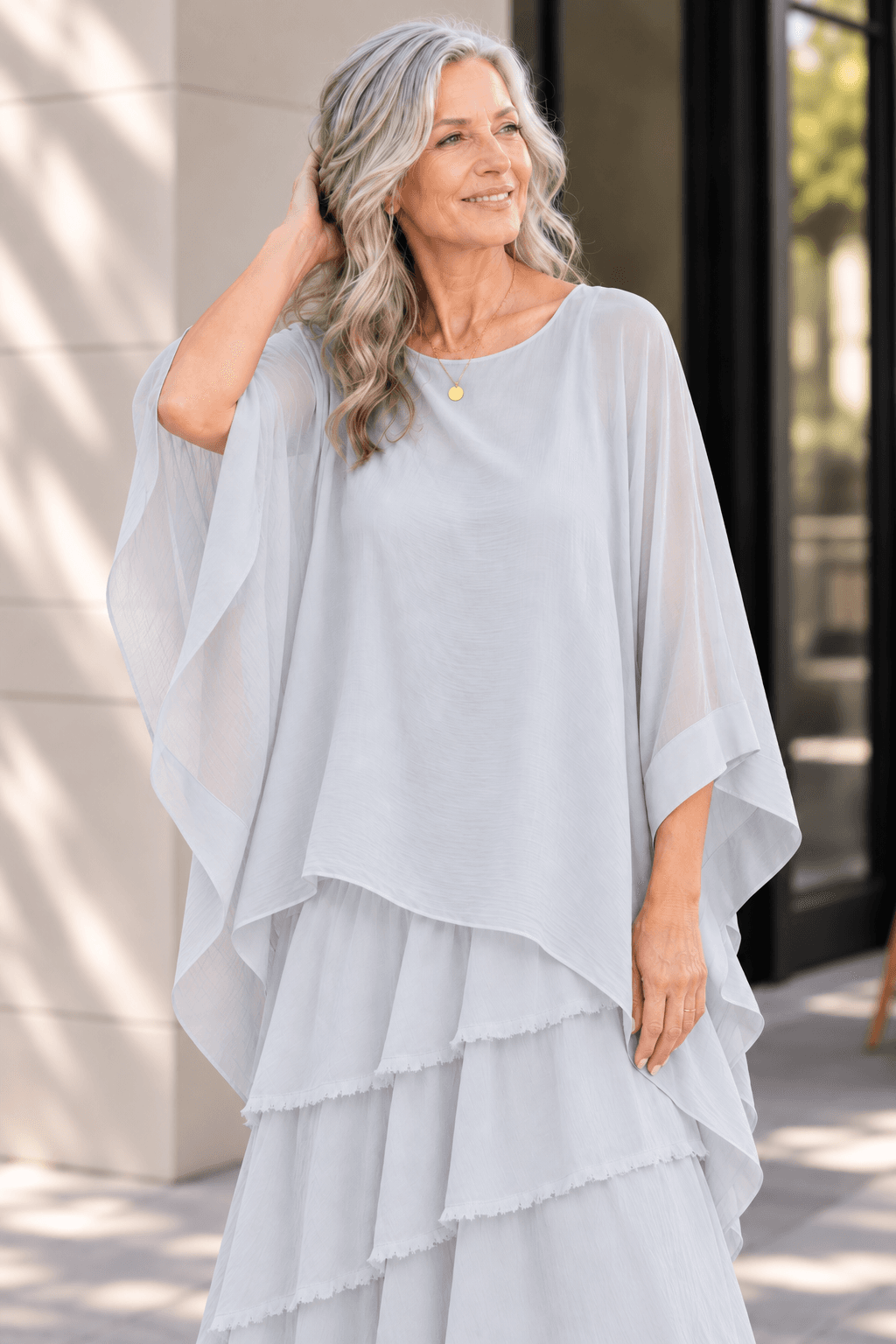 Silk Batwing Top - Dove