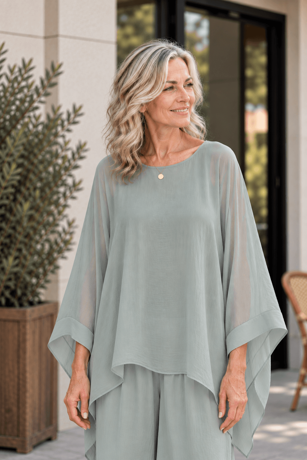 Silk Batwing Top - Sage